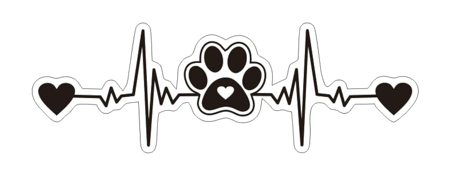 MAKTEM Paw Print Heartbeat Car Decal – "Dog On Board" Warning Sticker, Black Vinyl For Windows, Pet Lover Decal