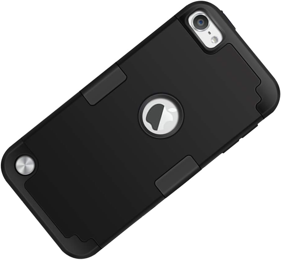Case for iPod Touch 2019, iPod Touch 2020, New iPod Touch 7th 6th 5th Generation - CheerShare Protective iPod Touch Case Silicone Shockproof High Impact Layered Cover for iPod (Black+Black)