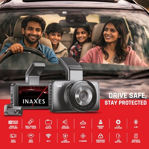 Image of DC 202D Quad HD Dual Channel Dashcam (Front+Rear - 2026 Edition) with 3 inch IPS Display | F True 2K, Rear True FHD Res | 4MP Front Camera | ADAS| with | WiFi & APP Support | G-Sensor |