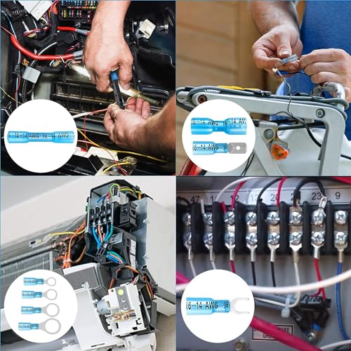 Image of Kuject 540PCS Heat Shrink Wire Connectors Kit, Electrical Waterproof Crimp Butt Terminals, Insulated Spade Connectors for Automotive Marine Boat Truck, Include Rings Forks Spade Butt Splices