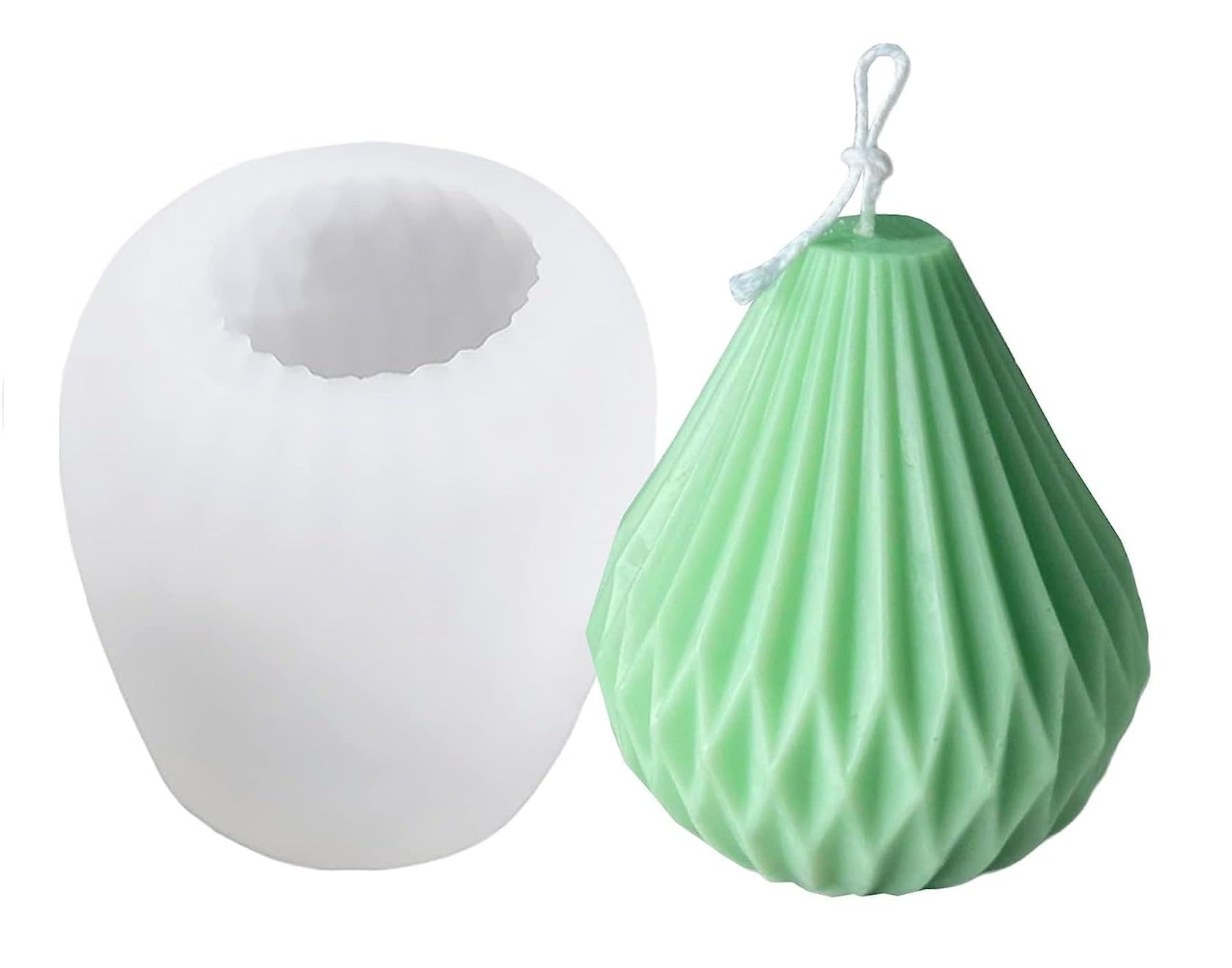 RKPM HOMES Pear Bottle Shape Candle Mold I 3D Fondant Striped Tapered Geometric Silicone Epoxy Mould I for DIY Handmade Ornament Chocolate, Cake Décor, Aromatherapy, Soap, Resin Art Craft Making-image-37
