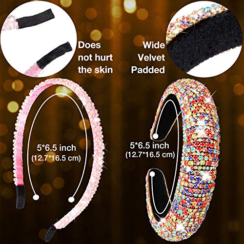 6 Pieces Padded Rhinestone Headband 4 Rows Crystal Diamond Velvet Hair Band Glitter Double Rows Beaded Hair Hoops Hair Accessories For Women Girls #TOP1