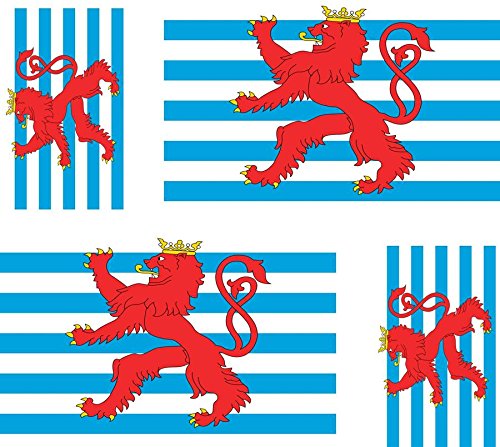 Akachafactory 4 x Autocollant Sticker Voiture Moto Valise pc Portable Drapeau Luxembourg Lion
