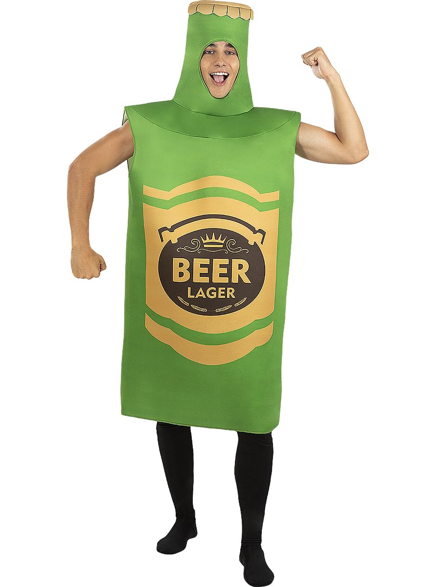 Funidelia | Disfraz de Botella de Cerveza verde para hombre Bebida, Alcohol, Comida - Disfraz para adultos y accesorios para Fiestas, Despedida de Soltero, Carnaval y Halloween - Talla única - Verde