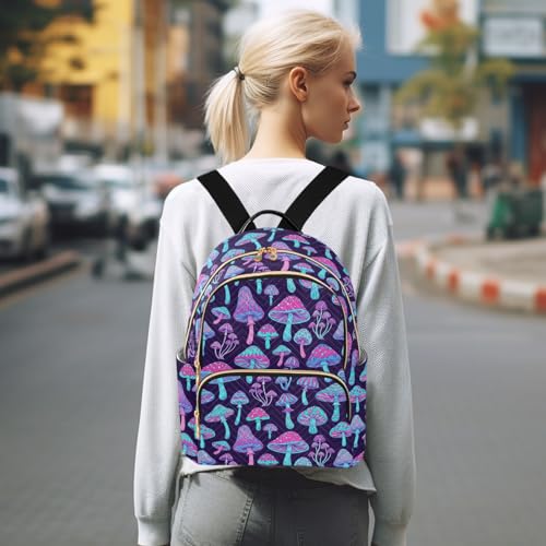 Image of Mini Backpack Mushroom Colorful Fashion Backpack Purse for Women,Handbag Shoulder Bag Casual Daypack, Ladies Gift for College Work (S)