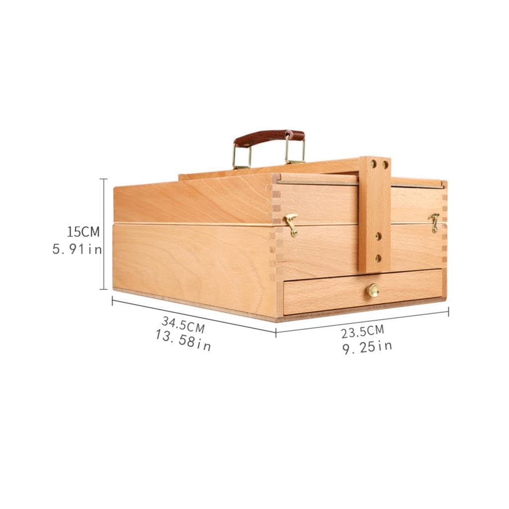 Boîte de Rangement pour Matériel d'art avec Compartiments et Un Tiroir pour Crayons