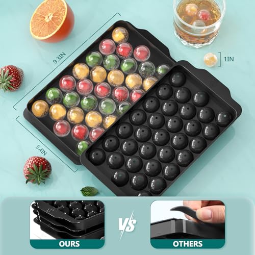 Image of Optish Ice Cube Tray with Lid and Bin, 3 Pack Ice Trays for Freezer, 99 Pcs Round Ice Cube Mold, Ices Maker Bucket with Scoop for Cocktail, Coffee, Rv Accessories, Easy to Release (1 inch, Black)