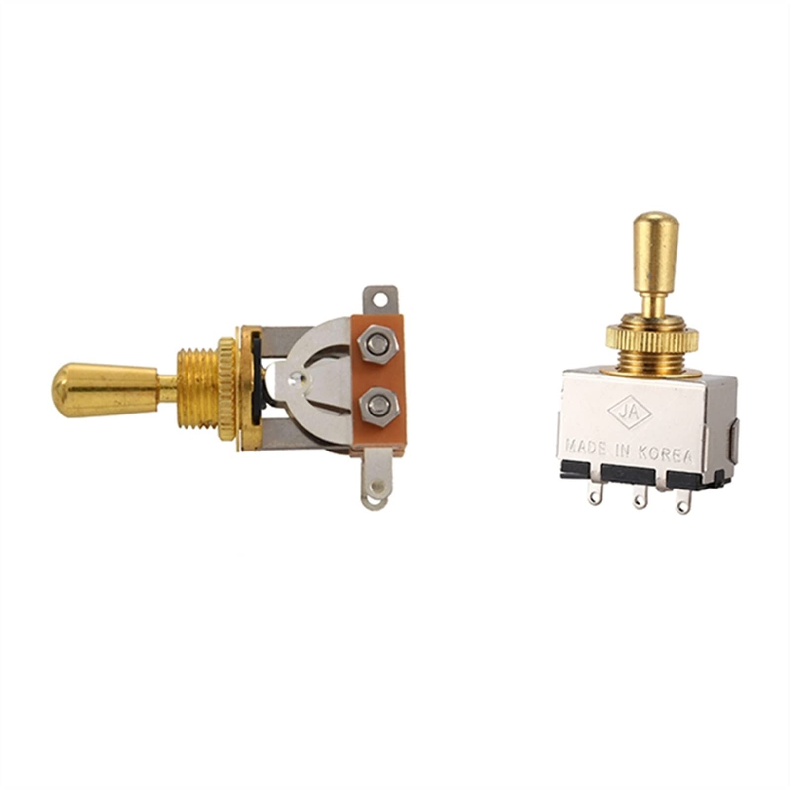 TSTS 1 Interruptor Selector De Palanca De 3 Vías con Perilla De Punta Y 1 Interruptor De Palanca De Caja De 3 Vías con Punta De Metal (Dorado). Reemplazo Piezas Guitarra
