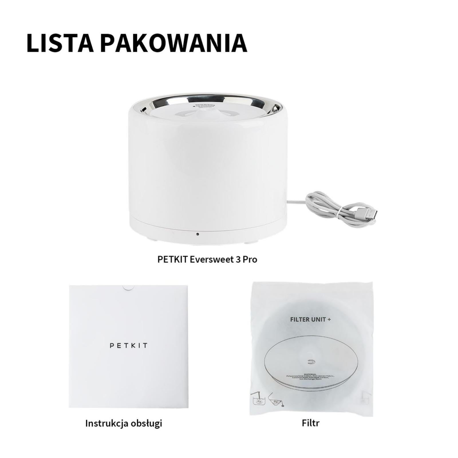 PETKIT Fontanna dla Kotów ze Stali Nierdzewnej, 1,8L, Kontrola Aplikacji, Bezprzewodowa Pompa, 25dB Ciszy, Potrójny Filtr, 3 Tryby, Wolny od Bakterii, Fontanna dla Kota