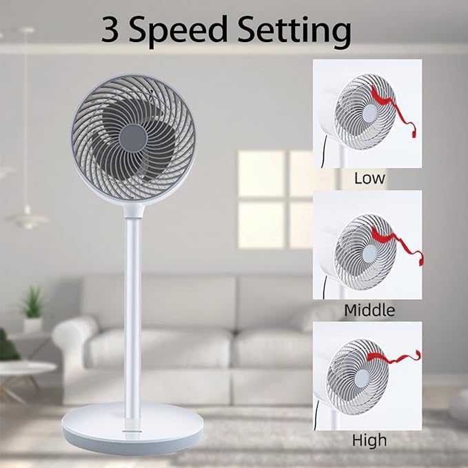 HealSmart Circulating Stand Fan for Home Bedroom with Remote,Standing Fans Ocillation 70°,Pedestal Fan 3 Speeds,3 Modes,15Hour Timing,LED Display,for HealSmart 15\" Adjustable 12 Levels Speed Pedestal Stand Fan with
