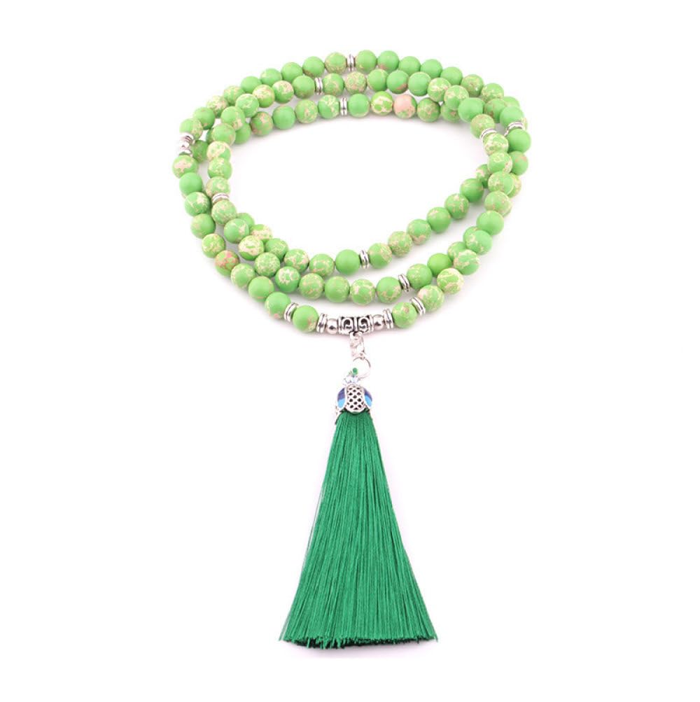 Quastenpulloverkette, 108 Perlen Mala Perlen Kette Indische Gebet Halskette Tibeter, kaiserliche Steinketten, Gebetsperlen Meditation Chakra Edelsteine ​​Spirituelle Gegenstände Religiöses Geschenk ui
