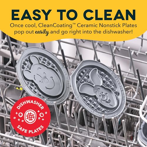 Image of Disney Dash MultiMaker Mini System Removable Plate Set - Ceramic Coating Replacement Plates for Waffle Breakfast - Waffle Maker Not Included - 4-Inch - 2-Pack - Winnie the Pooh & Piglet