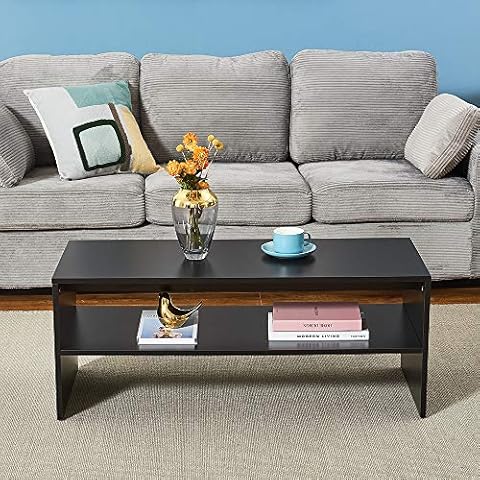 Panana Black Coffee Table with Shelf Cover