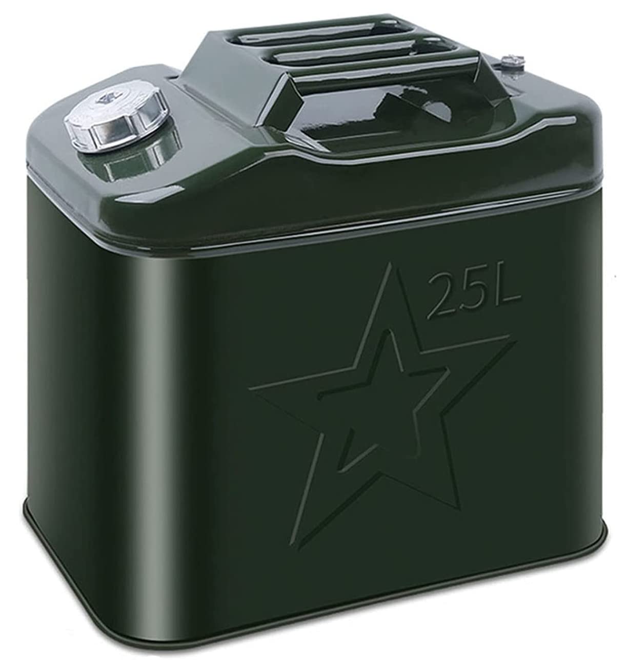 BW Metalen jerrycan voor brandstof, 10 liter, met schenktuit, olijfgroen, RAL 6003, TÜV-getest en VN-goedkeuring, Made in Europe
