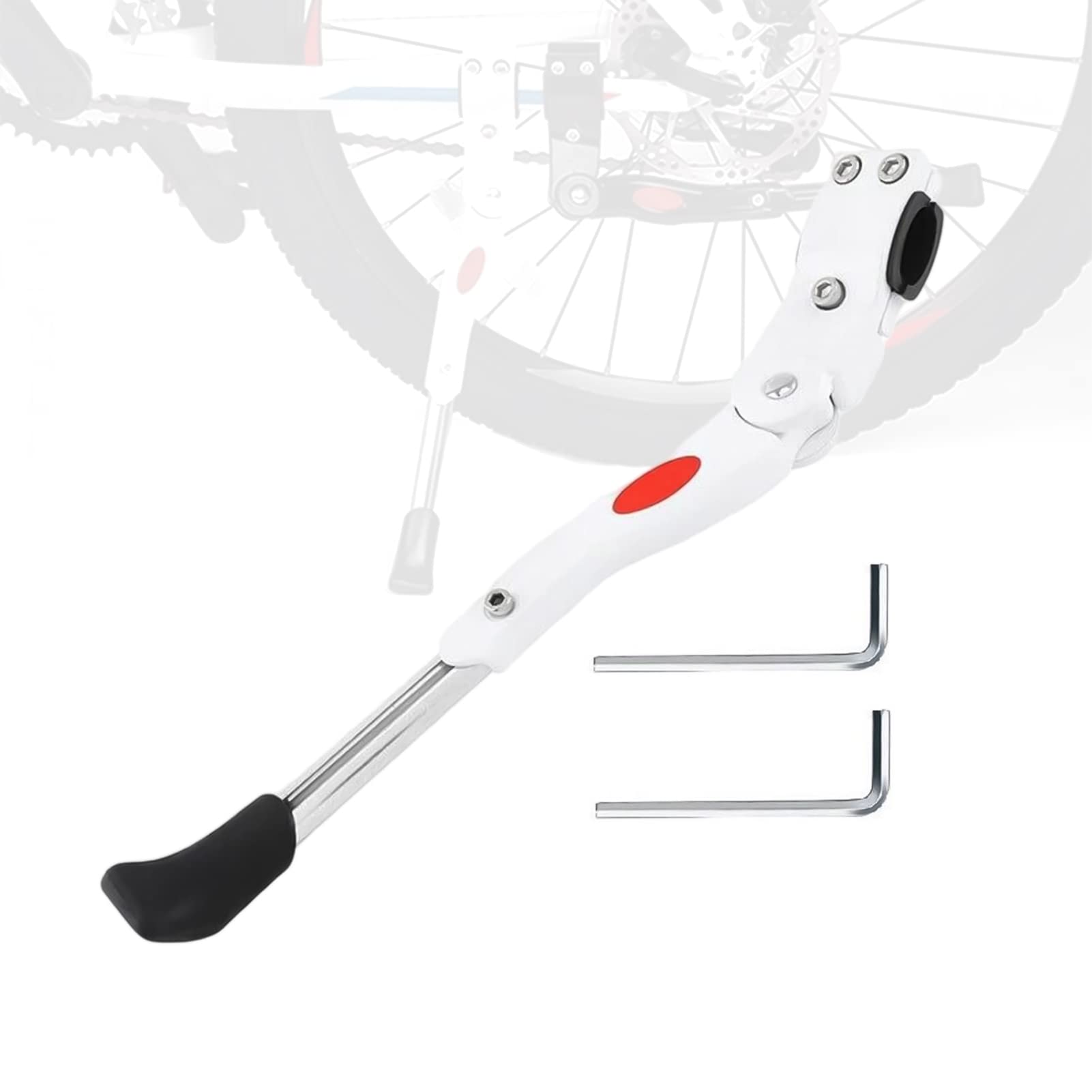 WRTN Béquilles de vélo, béquilles de vélo réglables en alliage d'aluminium Support de vélo pour vélo de route de 24 à 27 pouces(White)