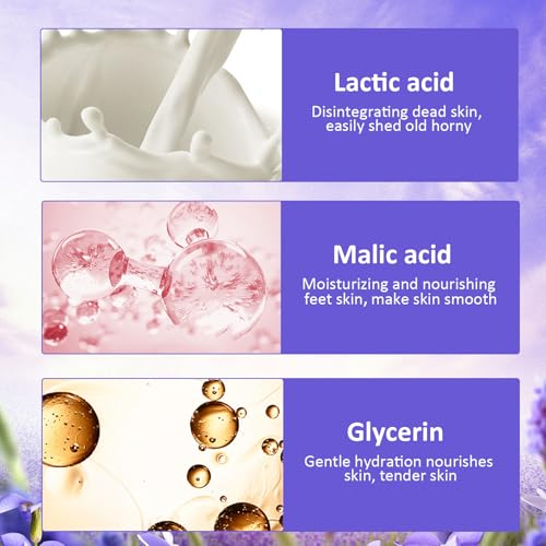 3 Pares Mascarillas Hidratantes para Pies, Mascarillas Exfoliantes de Pies de Lavanda Natural, Mascarilla para el Cuidado de los Pies, Calcetines SPA para Pies, Calcetín Humectante Desechables - imagen 4