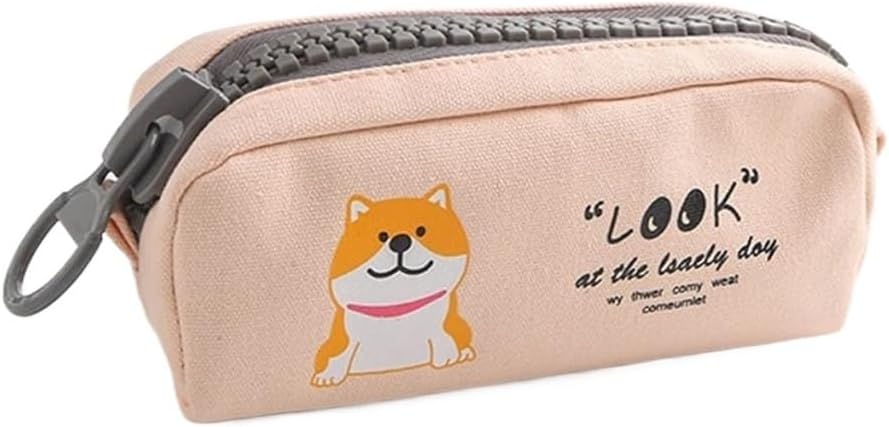 ペンケース ビッグジッパーガールベターハート芝鉛筆ケース文具収納袋学用品鉛筆バッグペンケース(Pink)