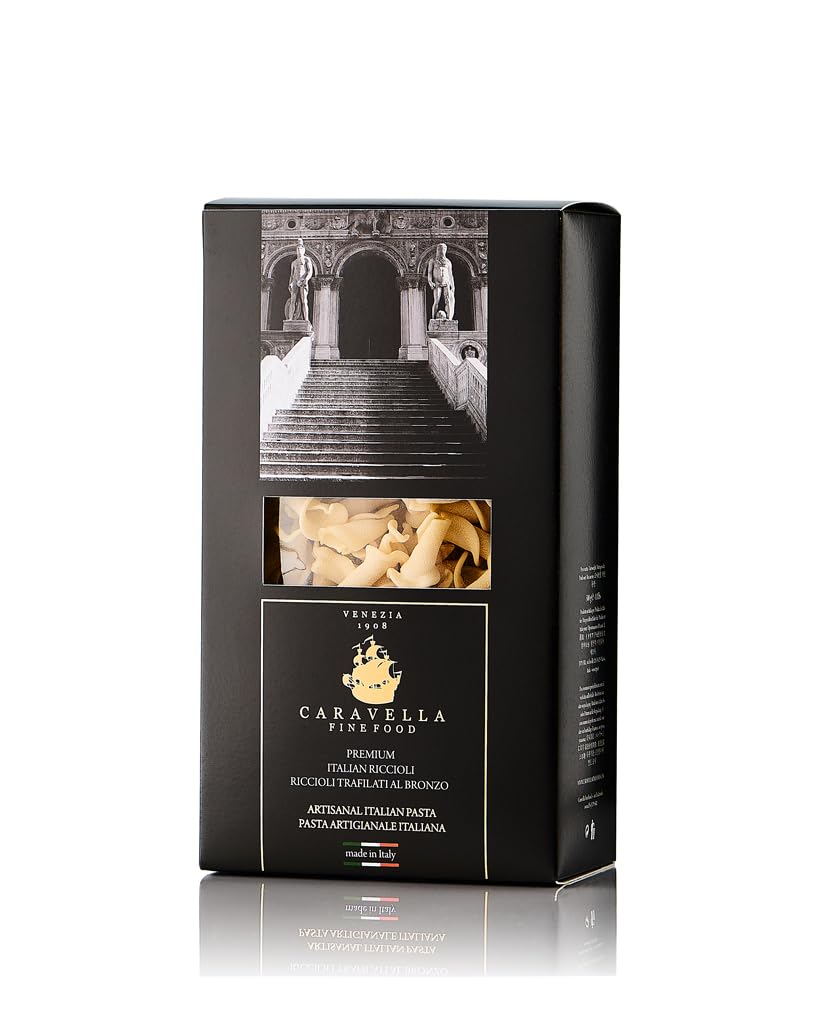 Caravella Fine Food - Pack x 6(3 kg) - Pâtes italiennes Riccioli 500 gr - Collection exclusive Venise - Pâtes artisanales 100% italiennes tréfilées au bronze - Qualité premium (500 g x 6 (3 kg))