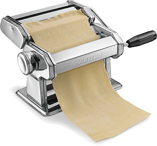 Gourmia Gpm9980 – Pasta Maker, Roller And Cutter - Manual Hand Crank – Slices Dough Into Spaghetti And Fettuccine – Stainless Steel Surface And Chrome Plated Parts - 150Mm #TOP12
