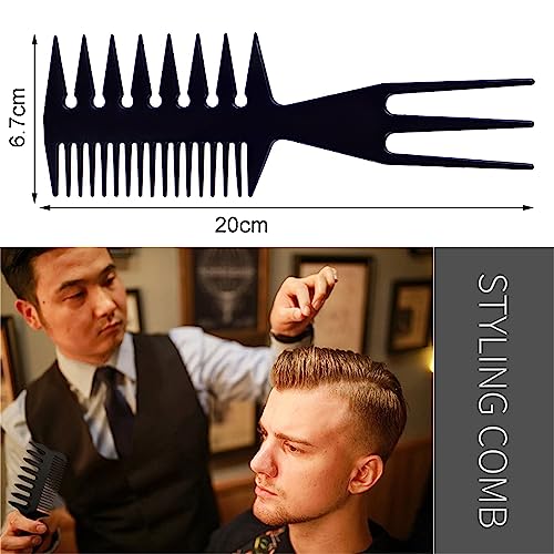 1 Stück Breiter Kamm, Doppel Seitiger Breiter grob Zahnkamm, Antistatischer Retro Breitzahn Haar Kamm Styling Haarkämme für Lockiges Nasses Langes Haar (Schwarz)