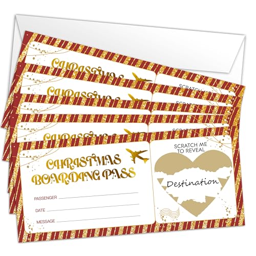 Carte d'embarquement de Noël, lot de 10 pochettes cadeaux surprises pour enfants et amis