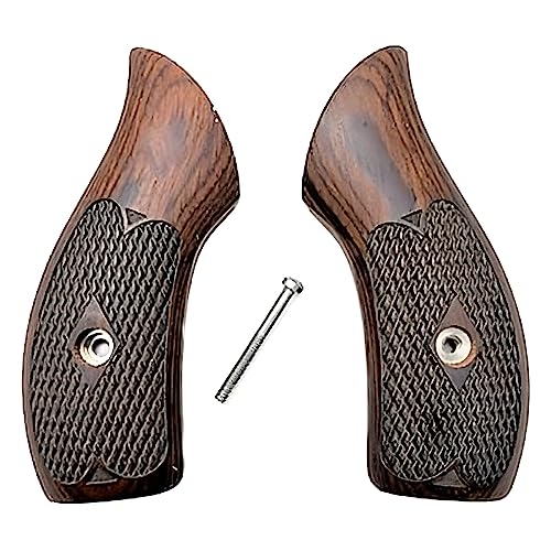 Premium Gun Grips Compatible Replacement for Smith & Wesson Checkered Rosewood Low Profile J Frame Grips Round Butt - Premium Gun Grips