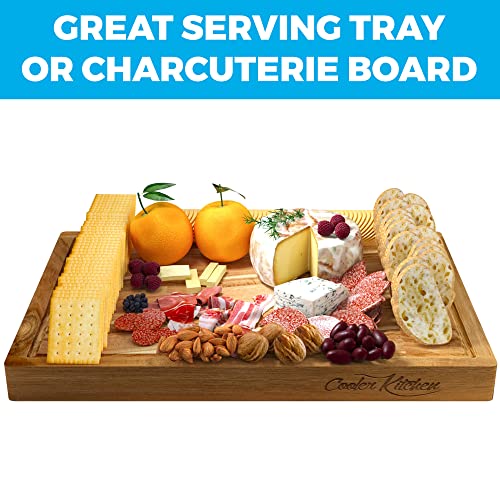 Extra Large Acacia Wood Cutting Board - Large Wooden Cutting Board For Kitchen W/Juice Grooves And Handles - Best Kitchen Cutting Boards For Chopping And Slicing Or As A Charcuterie Plate #TOP4