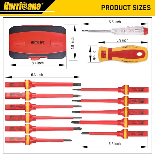 image for HURRICANE 1000V Insulated Electrician Screwdriver Set, All-in-One Prem