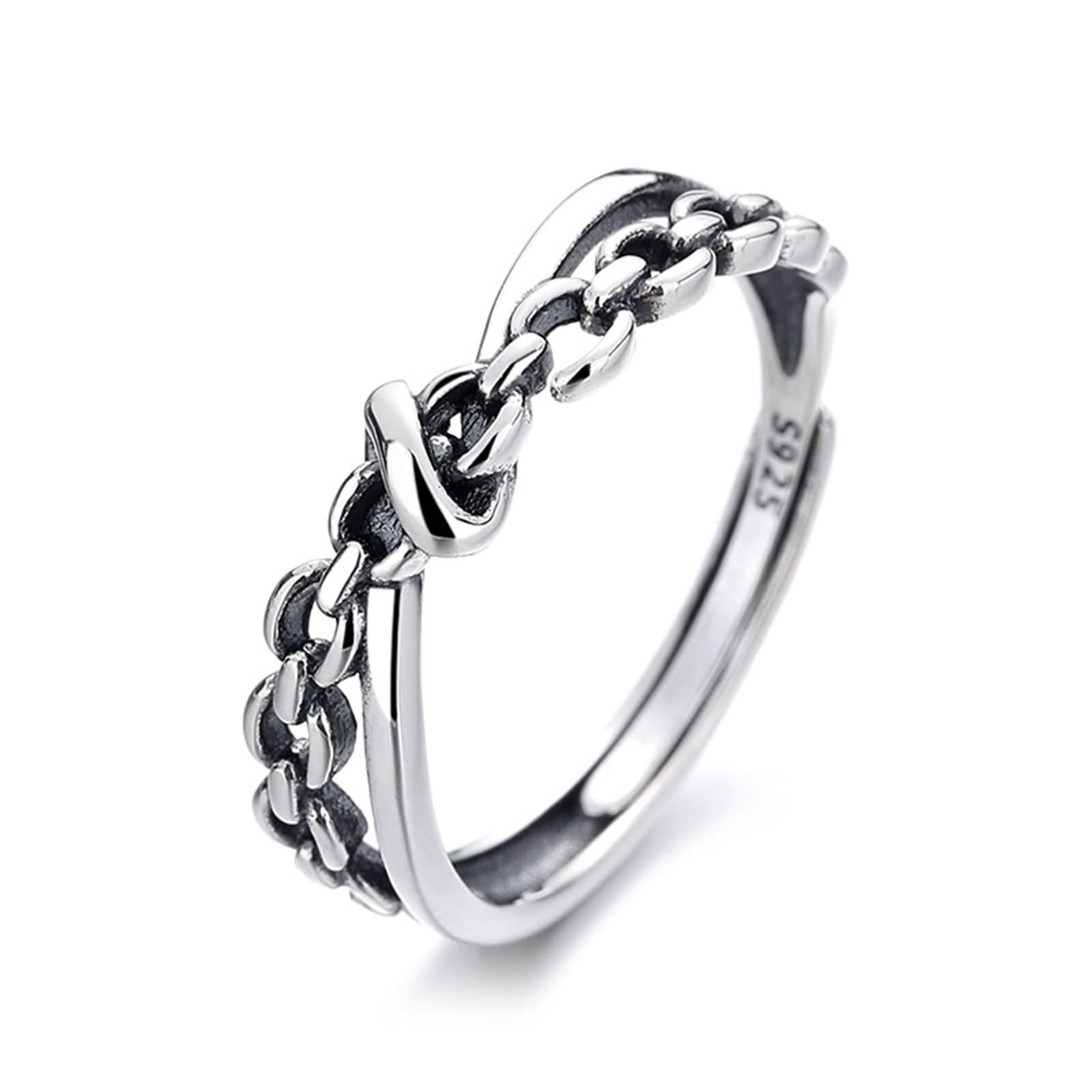 WXKAGF Anelli da mignolo da Donna, Anelli da Donna in Argento Sterling con Catena di Giunzione Kink, FEDI Nuziali, Misura Regolabile