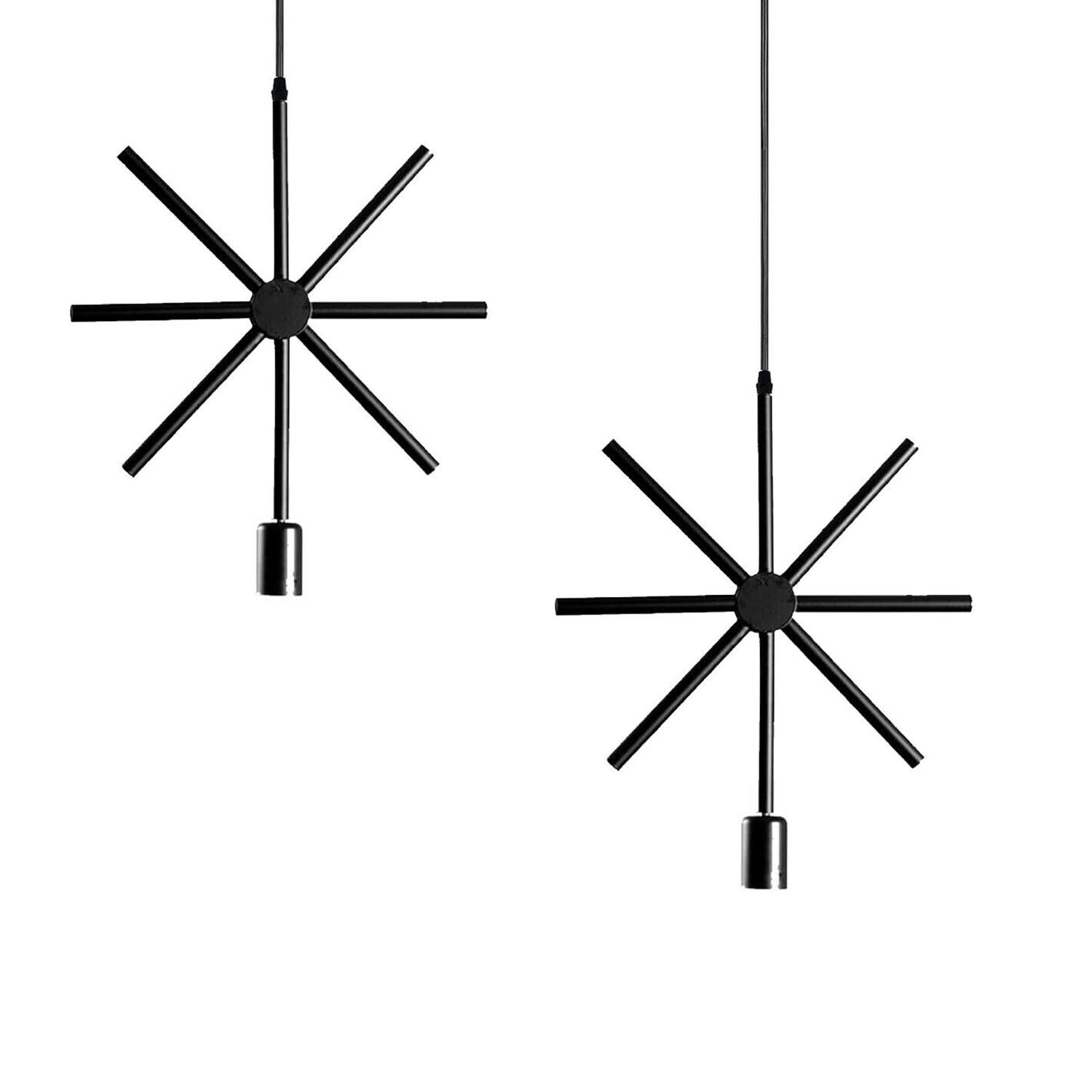 LEDSone Vintage Industrial Metal Wire Cage Bulb Guard Lampshade DIY Ceiling Pendant Light (Black Star cage 2 Pack)