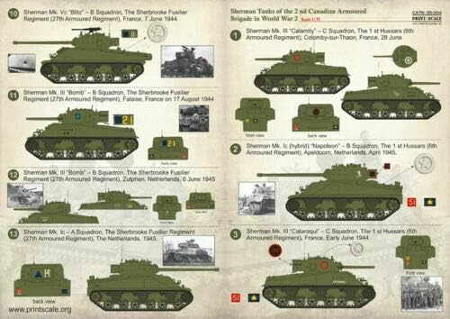Print Scale 35-004 - 1/35 Sherman Tanks of The 2nd Canadian Armoured Brigade