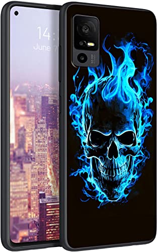 Image of for TCL 40XL Phone Case 6.75 inch, Soft TPU Ultra-Thin TCL 40XL Case for Women Girl, Flexible Anti Scratch Protective Shockproof Cover, Blue Skull