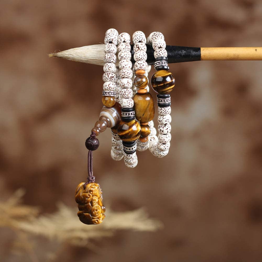 bransoletka, Bransoletka, 108 różaniec bransoletka Mala naturalne drewno gwiazda księżyc Bodhi buddyjski tybetański medytacja naszyjnik biżuteria rocznica