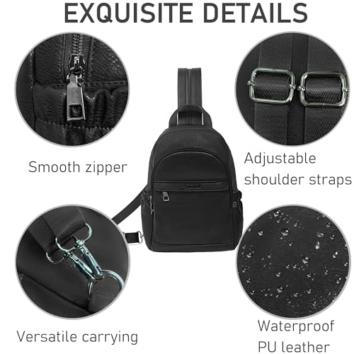 ECOTISH Mini Rucksack Damen Klein –Cityrucksack Handtasche Anti Diebstahl Wasserdicht Elegant Crossbody Bag Backpack Women Casual Daypack für Reise Freizeit Einkauf Arbeit (schwarz)