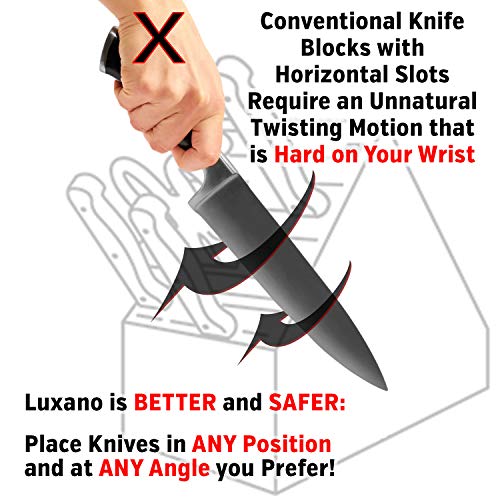 Universal Knife Block Without Knives - Kitchen Knife Holder For Kitchen Counter - Extra Large Bamboo Knife Block Holder #TOP7