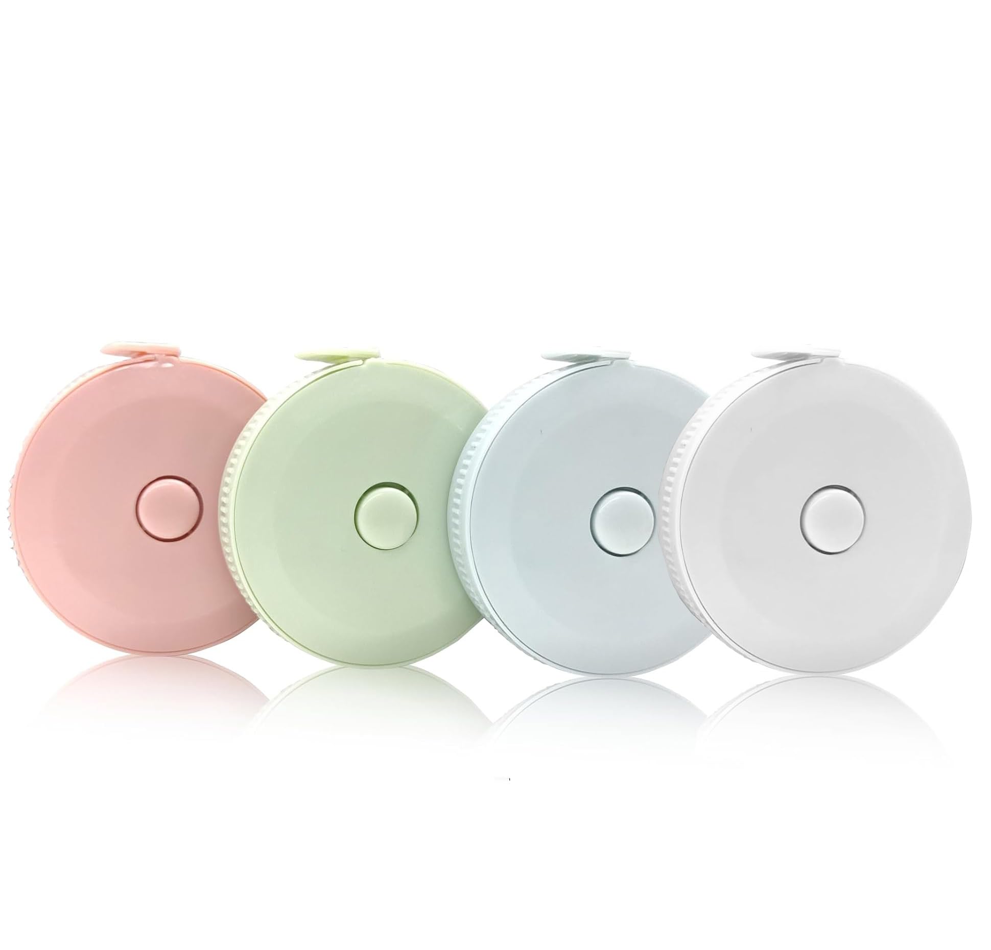 Paquete de 4 cintas métricas para tela corporal, costura, sastrería, manualidades, pérdida de peso, medidas retráctiles, 1.5 metros, botón pequeño, reglas de doble escala