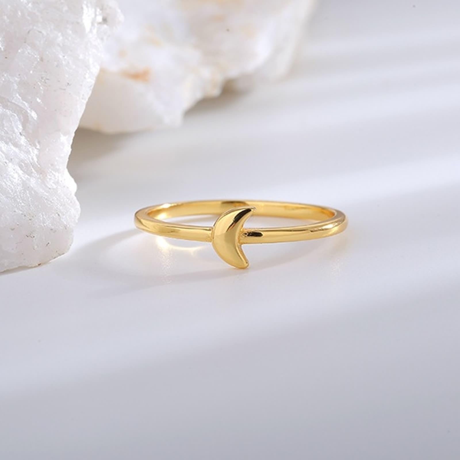 Bague Couple Fiançailles Bague de Fiançailles Or Jaune Or 9 Carats Au375/Au585/Au750 Lune Taille Lesbienne pour Lesbienne Noël Bijoux
