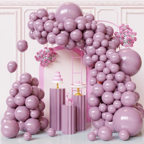 Image of Dusty Purple Balloons Arch Kit,130pcs Lavender Latex Balloon Garland,Different Size Light Purple Balloons for Baby Shower,Graduation,Birthday Party Decorations