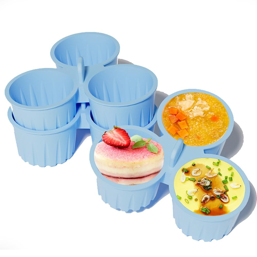 CTRLZS Reusable Non-Stick Steamed Egg Mold 3pcs 3 Grids Air Fryer Baking Cup Reusable Silicone Cupcake Mold DIY Muffin Pan Microwave