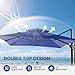 Ombrellon 10 X 13 FT Cantilever Patio Umbrella with Base Included Outdoor Heavy Duty Double Top Windproof Rectangle Offset Umbrellas with 360-degree Rotation for Pool Deck Backyard, Navy
