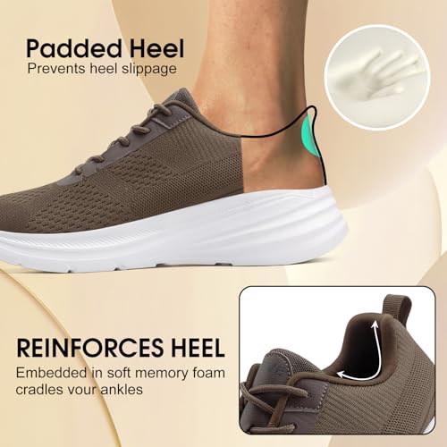 ZOVE Walking Shoes for Men Running Tennis Cushioning Shoes Non Slip Lightweight Athletic Workout Comfortable Sneakers Breathable Gym Jogging Sports Sneakers 8821 Brown 404