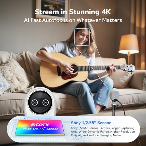 Image of EMEET Piko+ (Piko Plus), World's 1st Dual-Camera AI-Powered 4K Webcam, 1 /2.55'' Sony Sensor, 3 Mics&3 Sound Modes, Panda Magnetic Privacy Cover, USB C-C&C-A, Ideal for Livestreamers & Content Creators