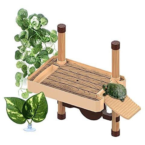 RoseFlower Turtle Basking Platform Turtle Resting Basking Platform, Reptiles Floating Platform with Ramp Ladder Tank Accessory for Turtle Tank Small Reptile Frog Terrapin Tortoise Bathing, S Cover
