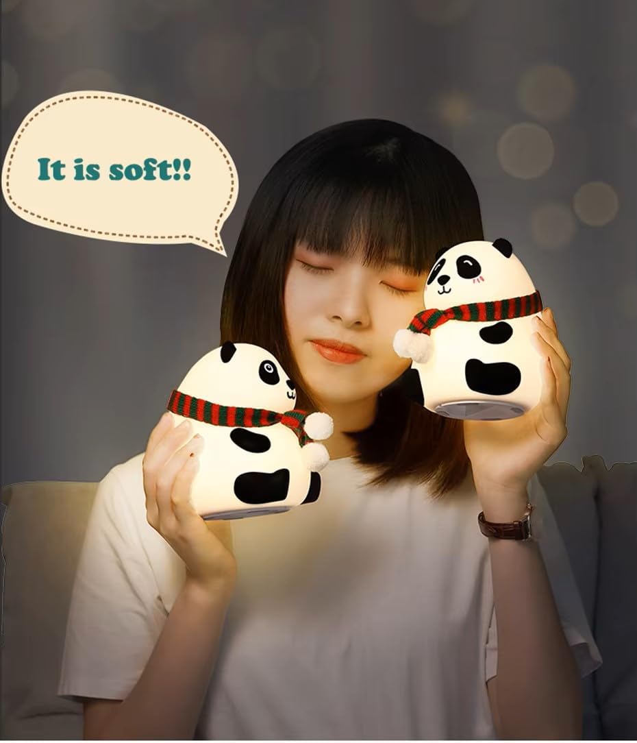 Panda Silicone Nursery Night Light Beach Room Decor Desk Lamp Toys,Bedroom Gifts for Girls and Boys,Baby,Kids,Teens Silicone Touch Lamp 7 Color Changeable Valentine Gifts Toddlers Gifts