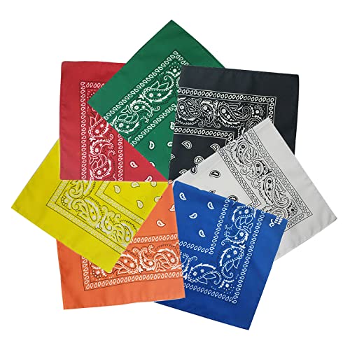 FCXQG Bandana Bandanas Set 7pcs Paisley Bandanna Kopftuch Bandanas Nickitücher Bandana Tücher Nickituch 55x55CM Bunt Kopftücher Armtuch Haar Hals Vierecktuch sich bewerben auf Damen Herren Kinder