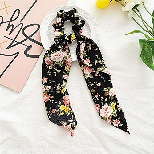 5 Pcs Scarf Hair Scrunchies Mgpferd Retro Elastic Hair Ties Ribbon Hair Bands With Floral Rose Hair Ropes Ponytail Holder For Women #TOP5