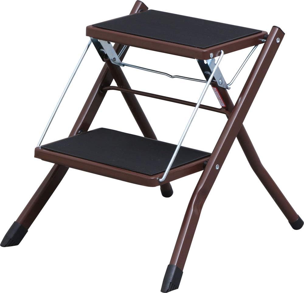 Iris Plaza KC-7020 Step Stool, Brown, (W x D x H): Approx. 16.5 x 18.9 x 16.5