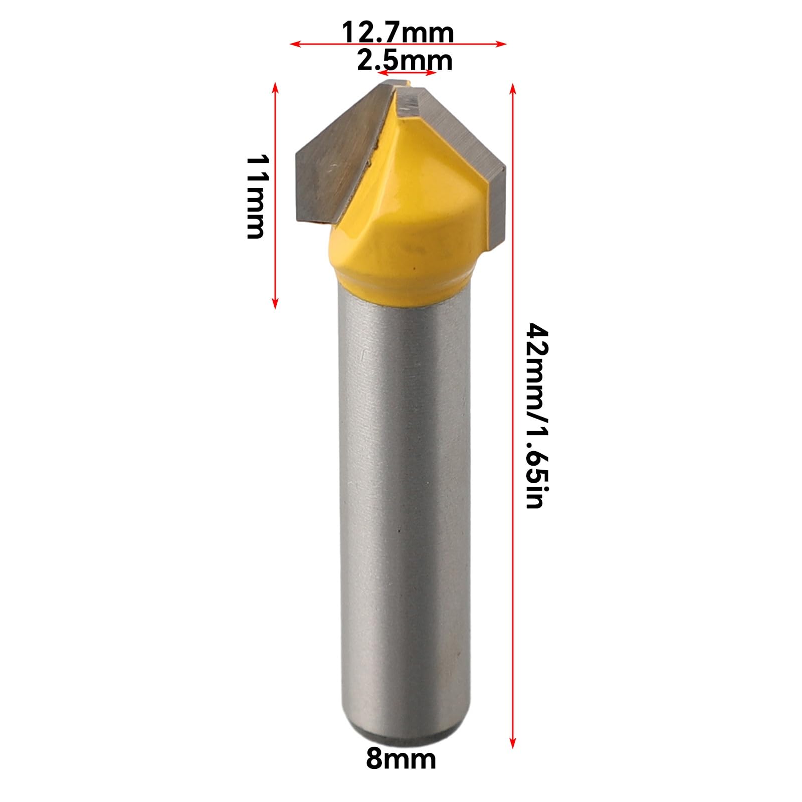 8mm Carbide V-Groove Engraving Bit, Anti-Splinter Flat-Tip Chamfer Cutter, Multi-Material Precision Router Tool 1pc(8mm)