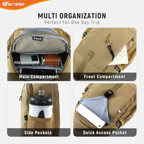 Image of SKYSPER Sling Bag RFID Cross Body Bag Recycled Crossbody Backpack Travel Daypack