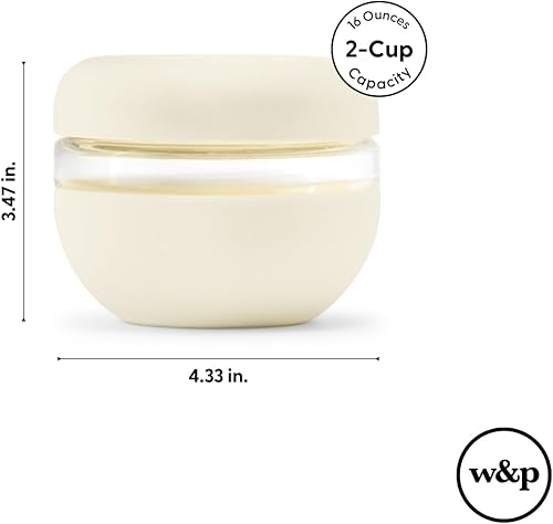 Miniatura 7 de W&P Porter Seal Recipiente de vidrio hermético para almacenamiento de alimentos con tapa, crema de terrazo, 16 onzas, recipiente a prueba de fugas y